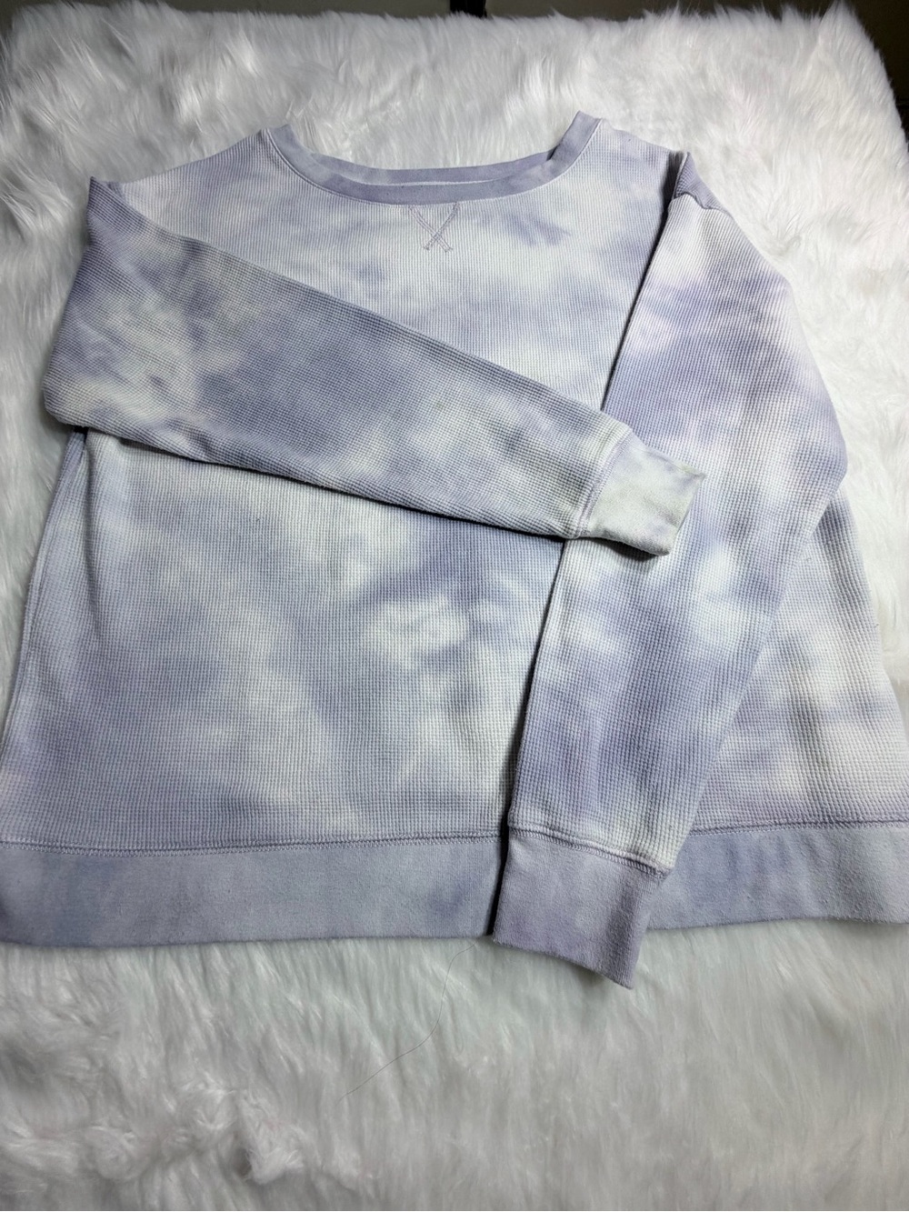 Splendid Gray Waffle Knit Tie Dye Pullover Sweatshirt Small - Picture 9 of 14